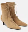 Totême Lace-up Suede Ankle Boots In Beige