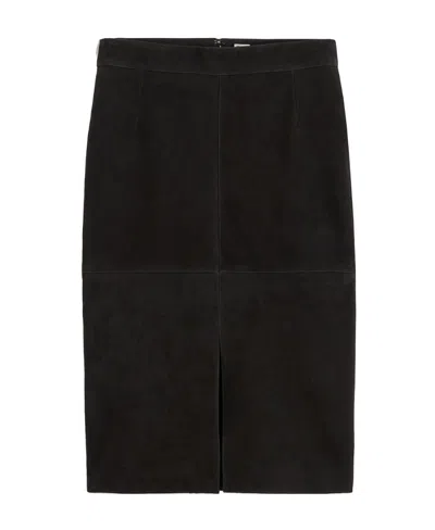 Totême Suede Midi Skirt In Black