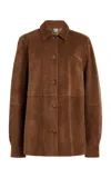 Totême Toteme Soft Suede Shirt Jacket In Brown