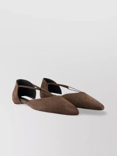 Totême Suede T-strap Cut-out Flats