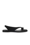 Totême Black Suede Low One-finger Sandals With Elasticated Ankle Strap In Black