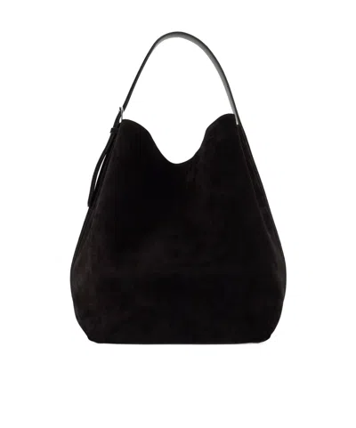 Totême Suede Tote Bag In Black