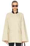 Totême Country Summer Jacket Featuring Contrast Collar In Peanut