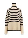 Totême Two-tone Design Turtleneck Jumper In Beige