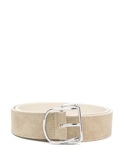Totême Swirl Suede Belt In Neutrals