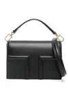 Totême Mini T-flap Leather Clutch Bag In Black