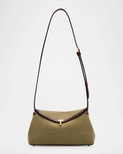 Totême T-lock Canvas Clutch Bag In Dark Green