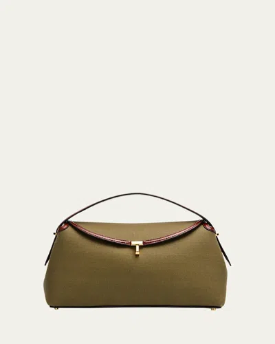 Totême T-lock Canvas Clutch Bag In Dark Green