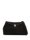 Totême T-lock Suede Clutch In Brown