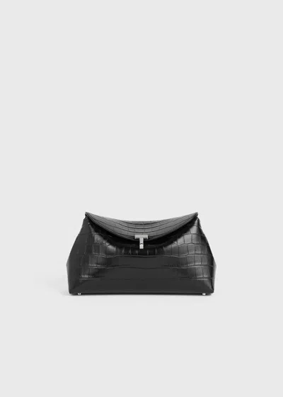 Totême T-lock Clutch Black Croco