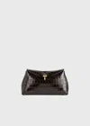 Totême T-lock Clutch Dark Brown Croco In Dark Brown