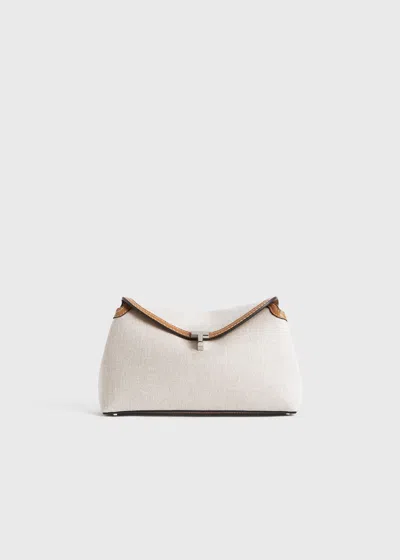 Totême T-lock Canvas Clutch Ecru/tan In Ecru,tan