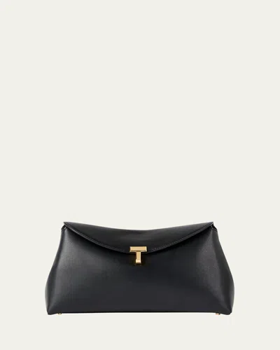 Totême T-lock Clutch In Palmellata In Black