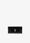 Totême T-lock Croco-embossed Leather Wallet In Black