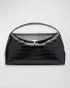 Totême T-lock Croc-embossed Top-handle Bag In Black