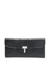 Totême T-lock Crocodile-embossed Wallet In Black