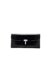 Totême T-lock Croco-embossed Leather Wallet In Black