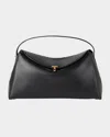 Totême T Lock Flap Leather Clutch Bag In Black