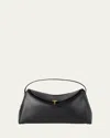 Totême T Lock Flap Leather Clutch Bag In Black