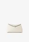 Totême T-lock Grained-leather Clutch Milk In White