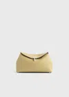 Totême T-lock Grained-leather Clutch Desert