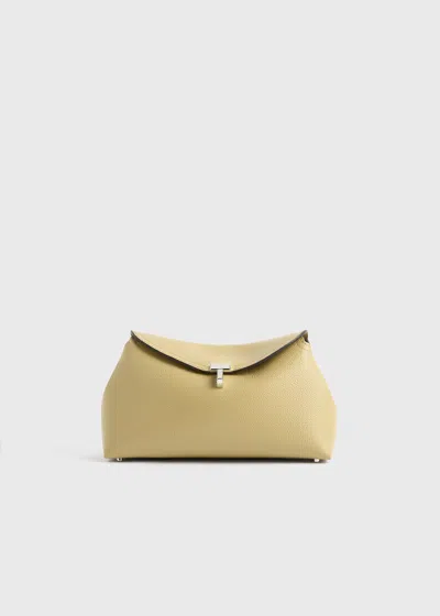 Totême T-lock Grained-leather Clutch Desert
