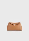 Totême T-lock Grained-leather Clutch Tan In Tan Grain