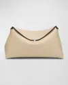Totême T-lock Leather Clutch Bag In Fawn