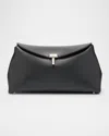 Totême T-lock Leather Clutch Bag In Shark