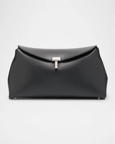 Totême T-lock Leather Clutch Bag In Shark
