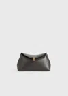 Totême Mini T-lock Leather Clutch Bark In Bark