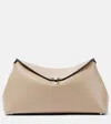Totême T-lock Leather Clutch In Beige