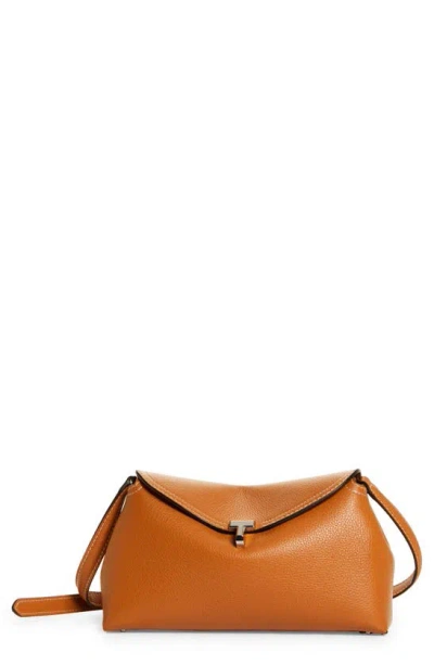 Totême T-lock Textured-leather Clutch In Tan Grain