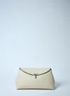 Totême T-lock Leather Clutch In White