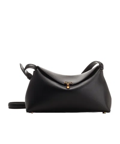Totême T-lock Leather Crossbody Bag In Black