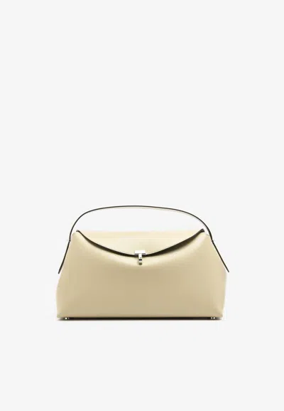 Totême T-lock Leather Shoulder Bag In Cream