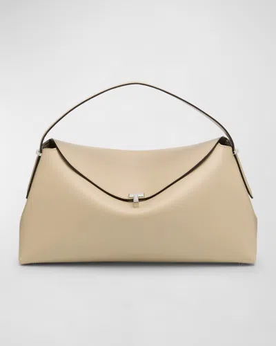 Totême T-lock Leather Top-handle Bag In Fawn