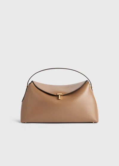 TOTÊME T-LOCK LEATHER TOP HANDLE CAMEL