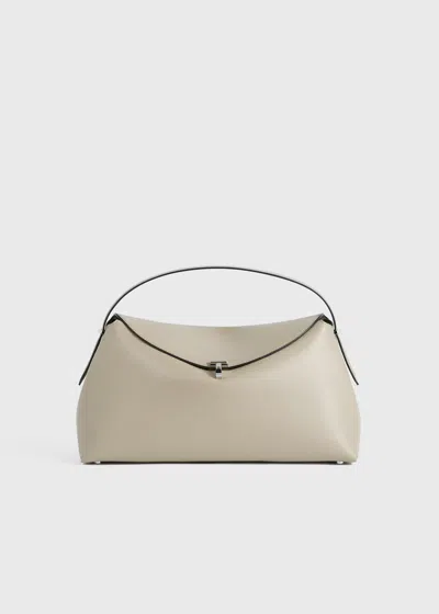 Totême T-lock Leather Top Handle Fawn In Espresso