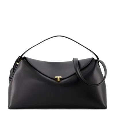 Totême T-lock Leather Tote Bag In Black