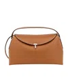 Totême T-lock Grained-leather Top Handle Tan In Brown