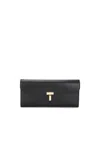 Totême Toteme T Lock Fold-over Leather Continental Wallet In Black