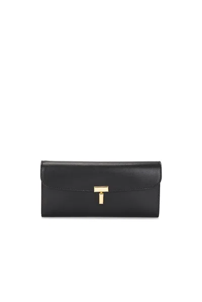 Totême T-lock Leather Wallet In Black
