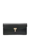 Totême Toteme T Lock Fold-over Leather Continental Wallet In Black