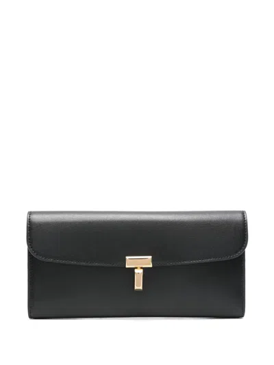 Totême T-lock Leather Wallet In Black