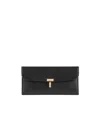 Totême Toteme T Lock Fold-over Leather Continental Wallet In Black
