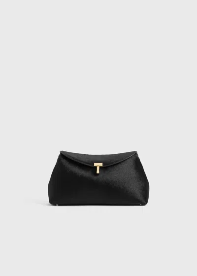 Totême T-lock Pony Hair Clutch Black