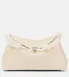 Totême T-lock Shearling-lined Leather Clutch In White