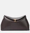 Totême T-lock Small Leather Clutch In Brown
