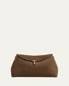 Totême T Lock Suede Clutch Bag In Tobacco